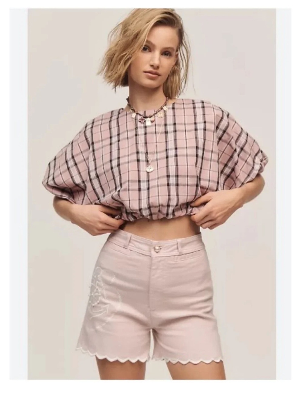 NWT Maeve Ettie High-Rise Scallop Hem Shorts